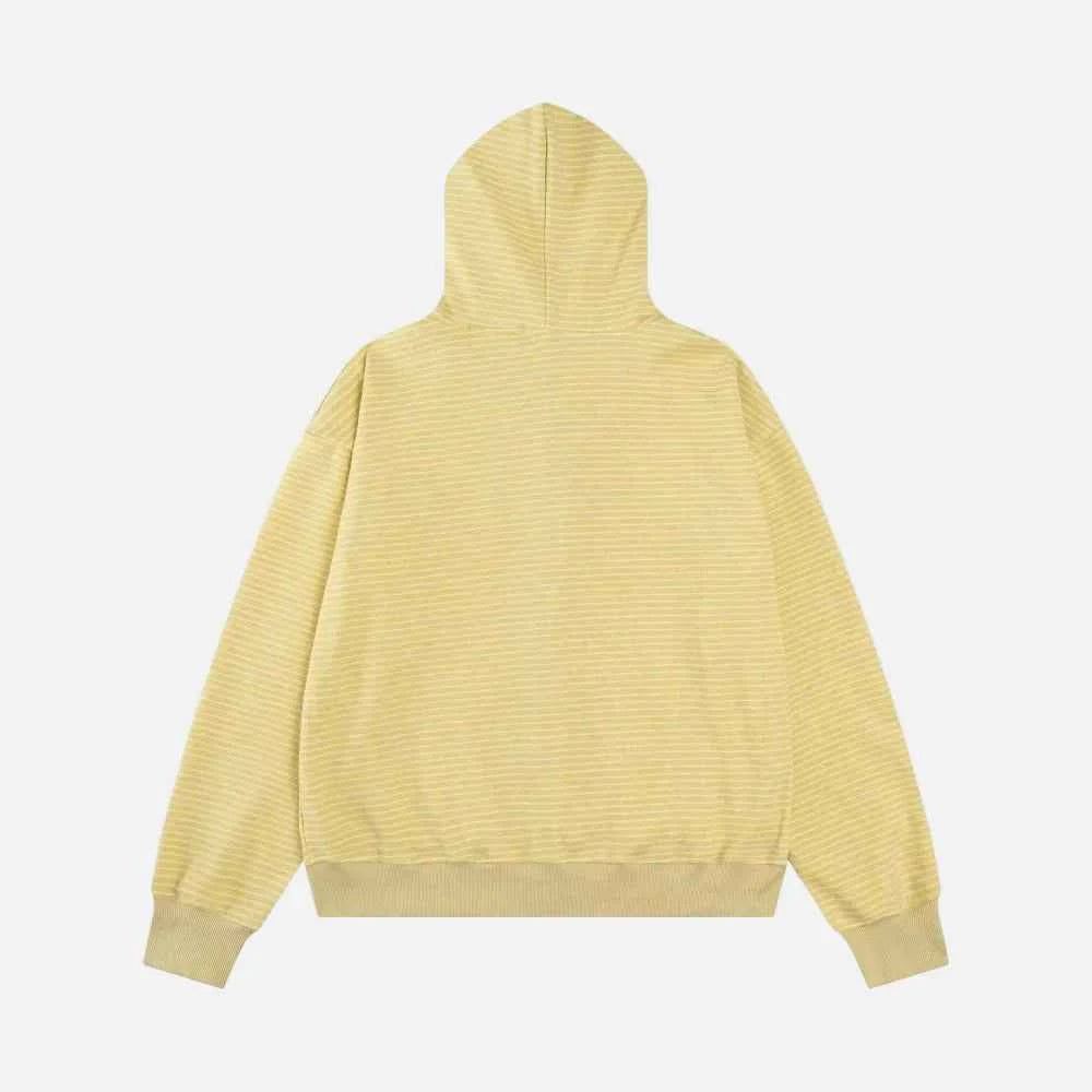 Cozy Striped Fleece Faux Fur Hooded Sweatshirt