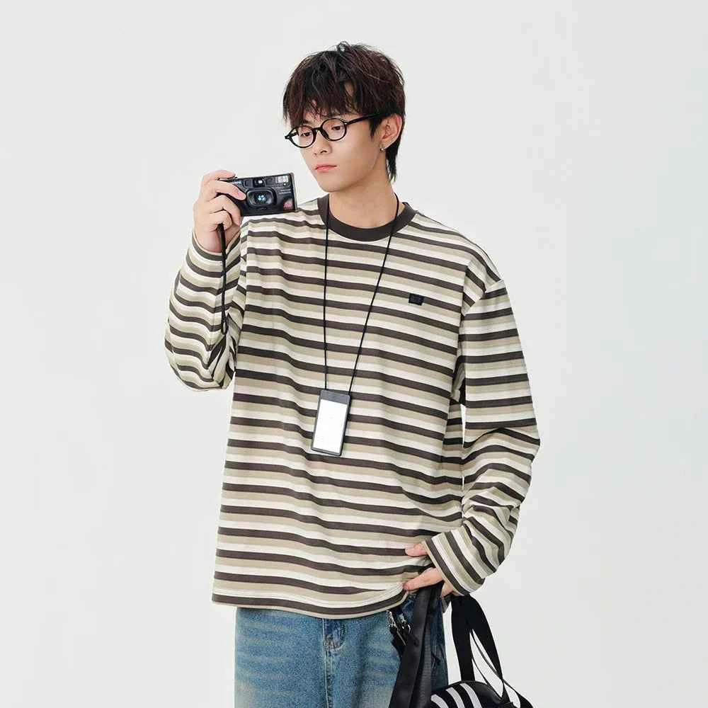 Insulated Casual Striped Long Sleeve T-Shirt