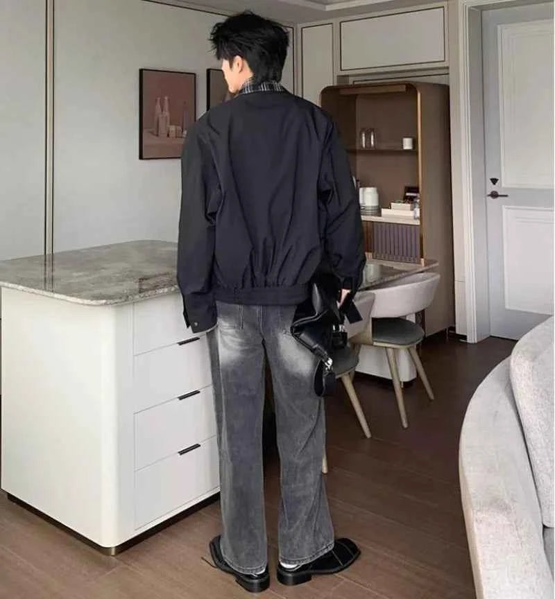 Streetwear Color Blocked Lapel Multiple Pockets Jacket