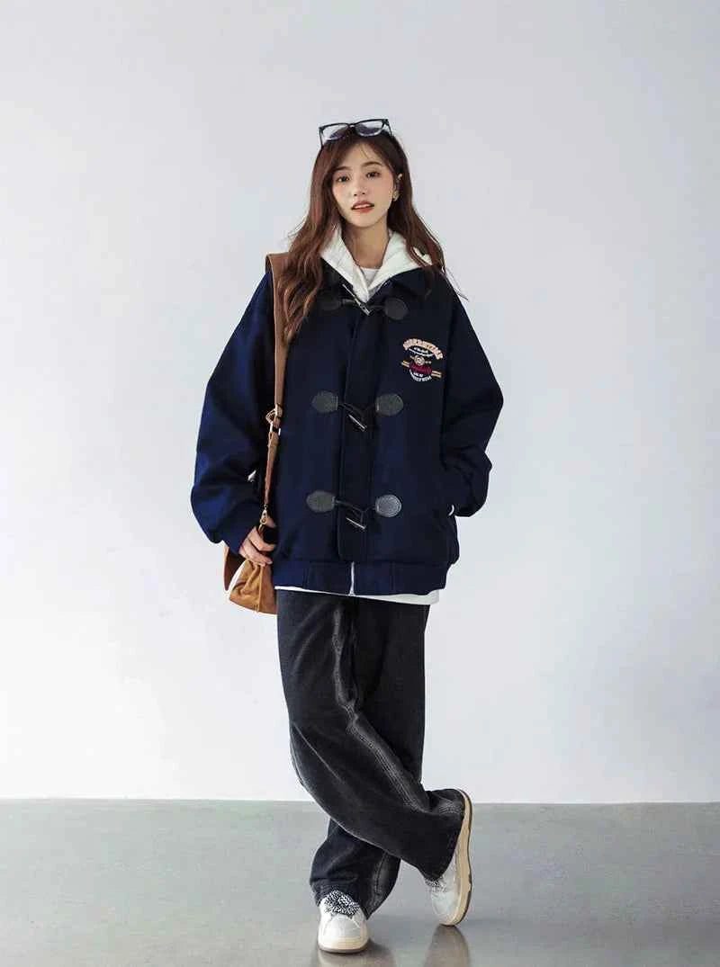 Women Cute Chic Vintage Button Zipper Jacket