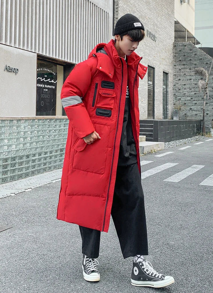 Streetwear Warm Resistant Hooded Down Puffer Coat - Luxuryurbanwear