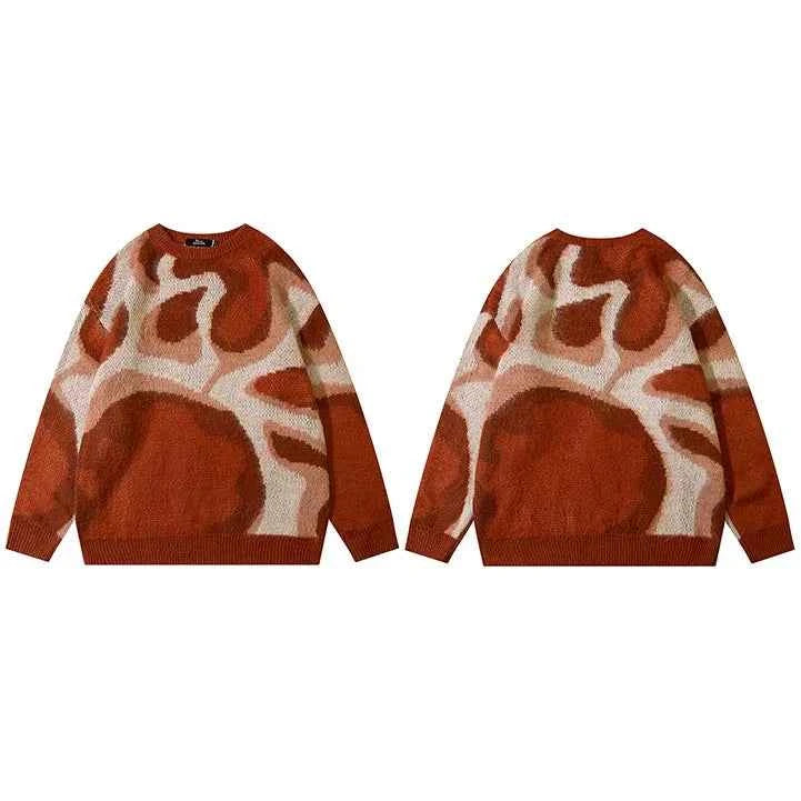 Y2K Durable Retro Abstract Pattern Knitted Sweater