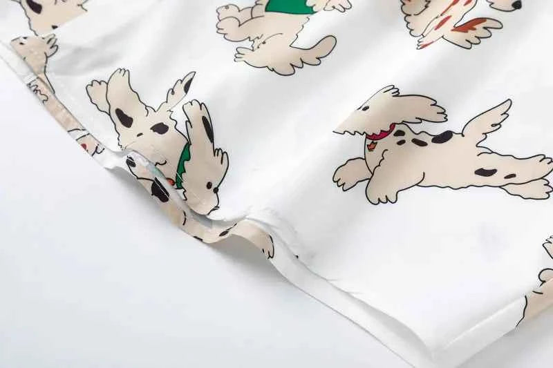 Streetwear Vibrant Cartoon Dog Cute Beach Shirt