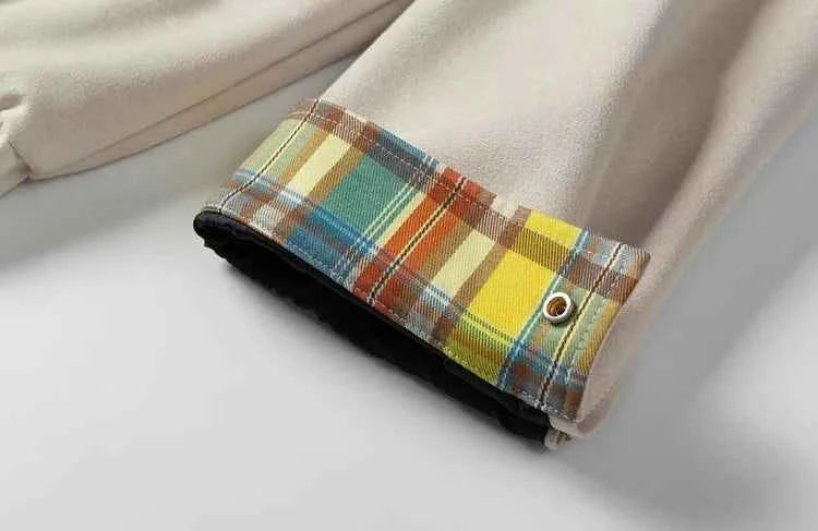 Trendy Fashionable Embroidered Suede Plaid Jacket