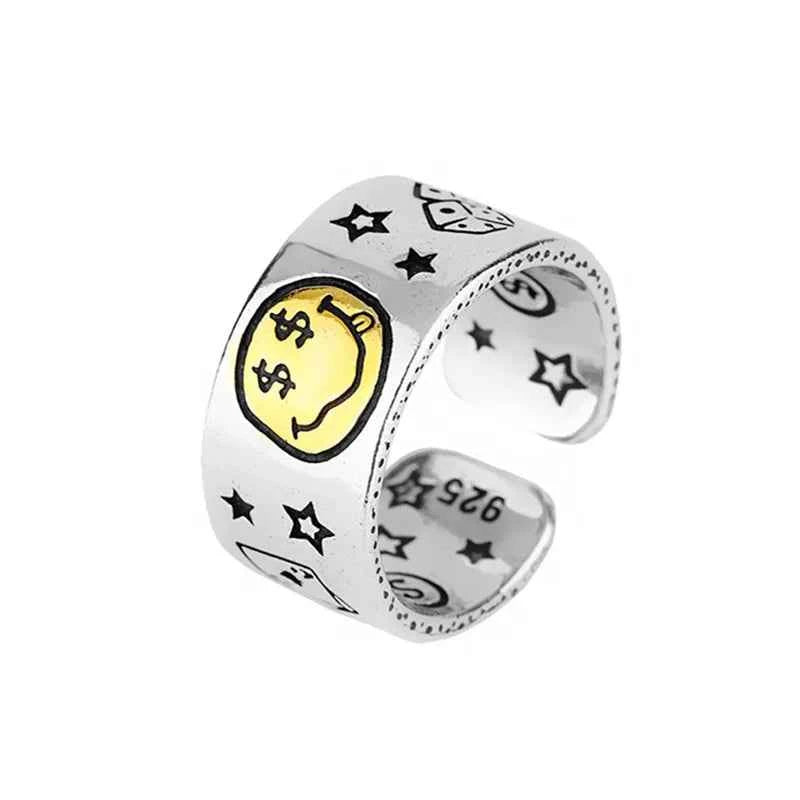 Retro Smile Face Poker Dice Ring