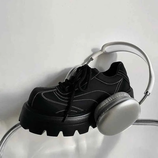 Autumn Cool Versatile Black Derby Shoes