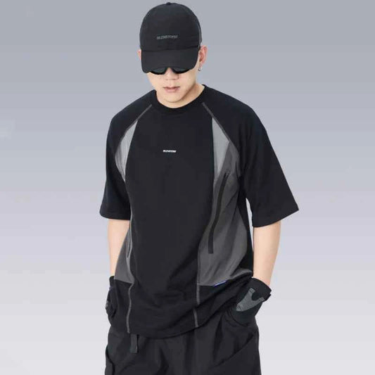 Techwear Punk Style Deconstructed Patchwork T-Shirt