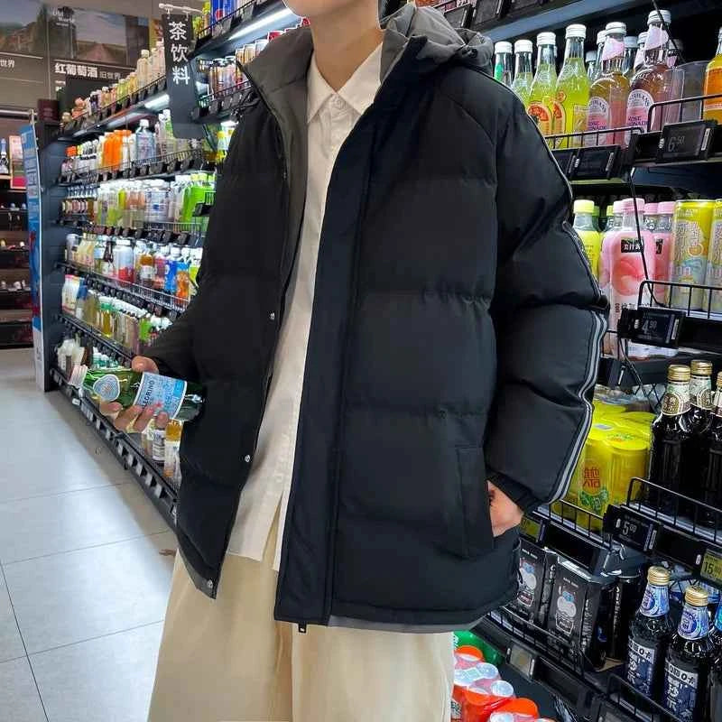 Warm Cotton Striped Sleeve Puffer Jacket