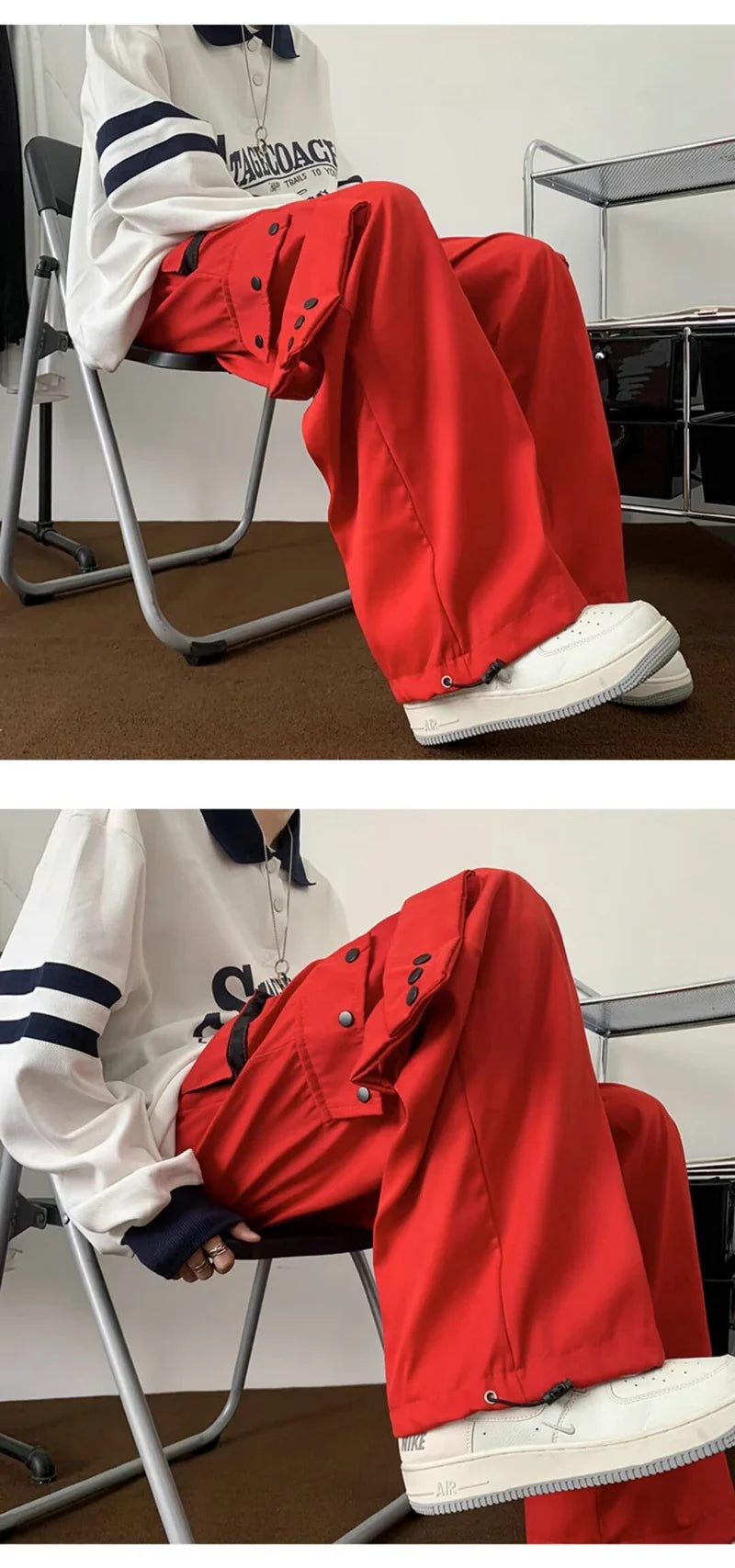 Multi Pockets Button-Up Streetwear Pants