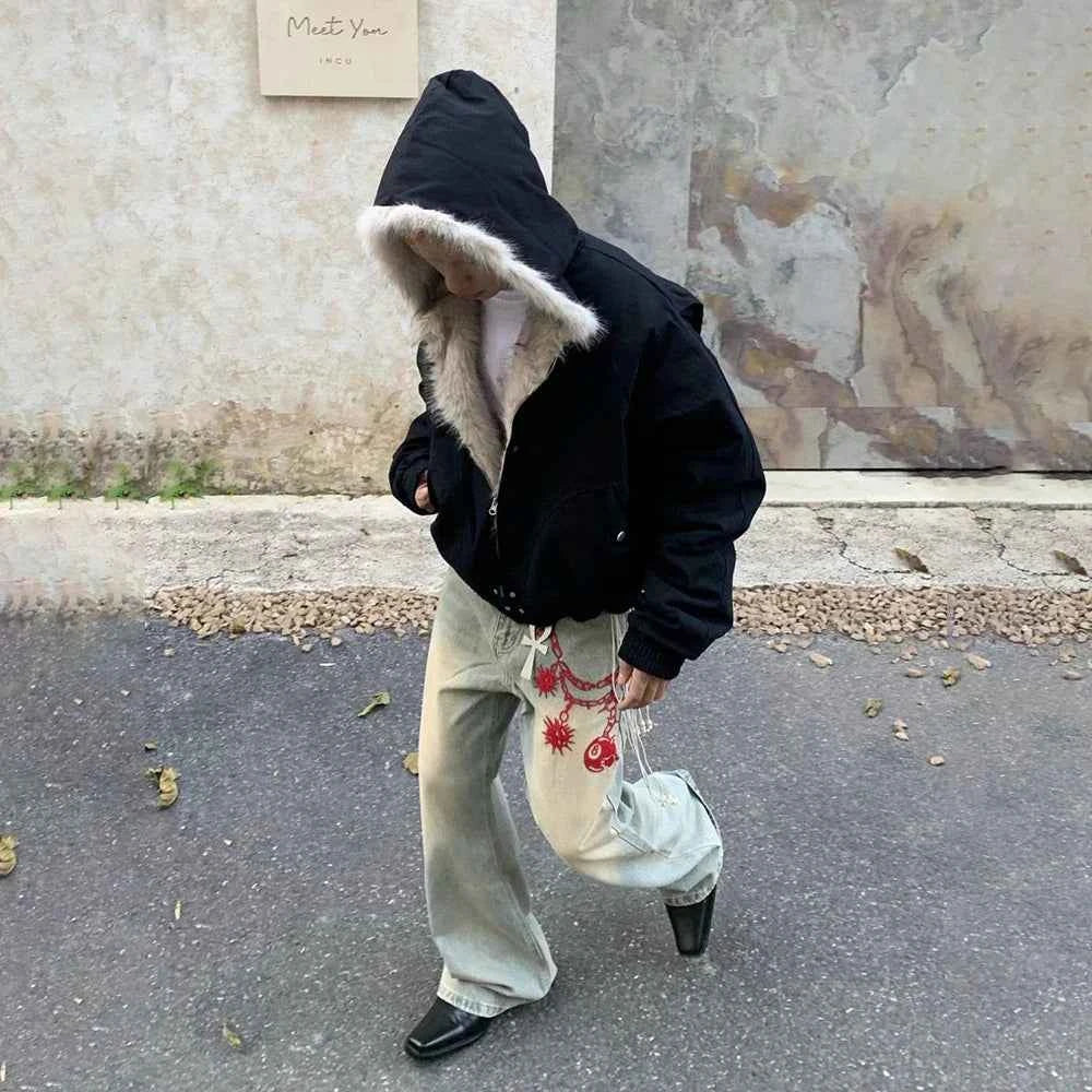 Streetwear Winter Cozy Heavy Plush Jacket