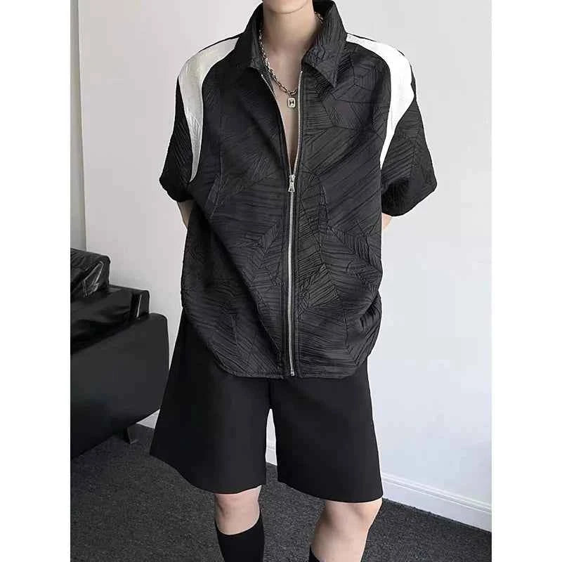 Durable Streetwear Casual Short Sleeve Zip-Up Shirt