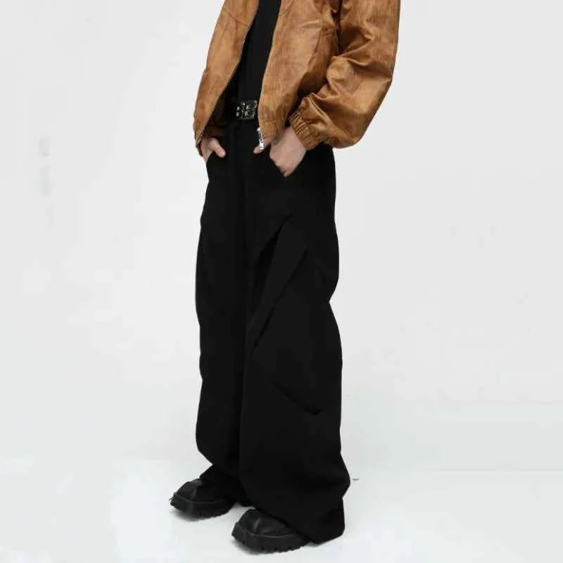 Diamond Patchwork Pleated Casual Pants