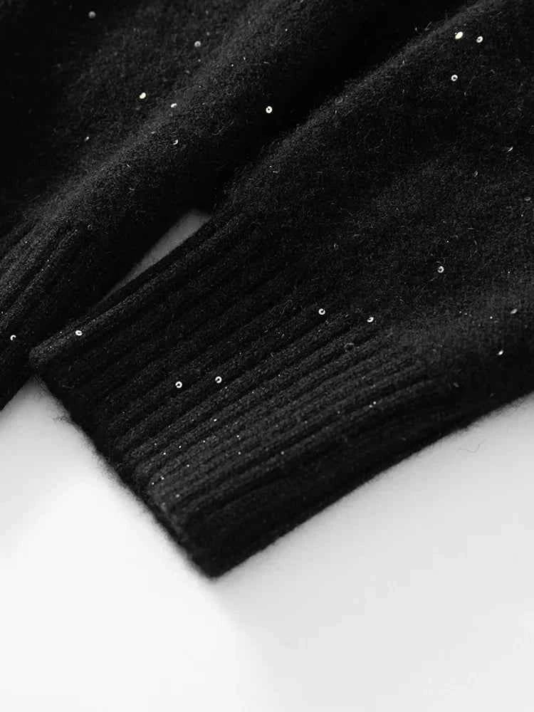 Y2K Sequin Design V-Neck Knit Sweater