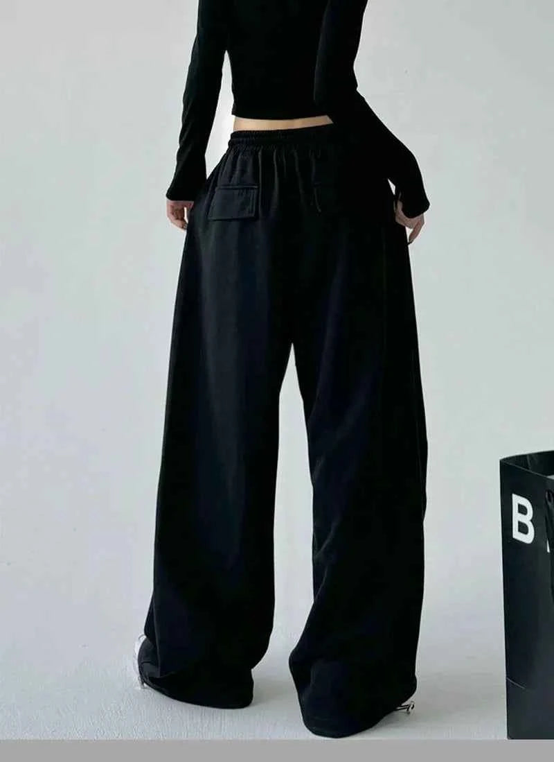 Women Retro Vintage High Waist Wide Leg Sweatpants