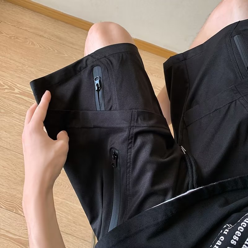 Multi Zipper Style Elastic Waist Shorts