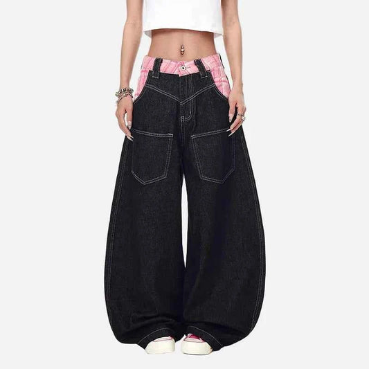 Effortless Streetwear American Style Plaid Cargo Jeans