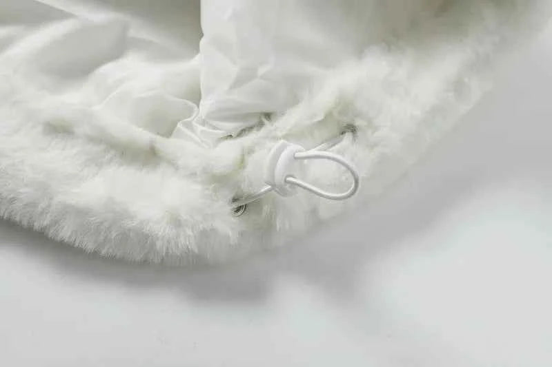 Winter Hip Hop Printted Faux Fur Parkas Jacket