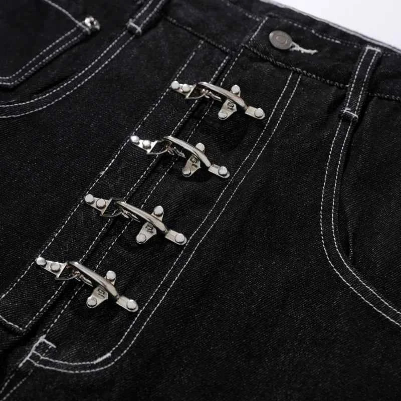 Y2K High Waist Buttoned Boot Cut Denim Jeans