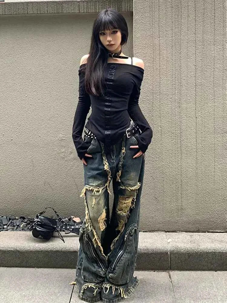 Ripped Sexy Vintage Hollow Out Jeans