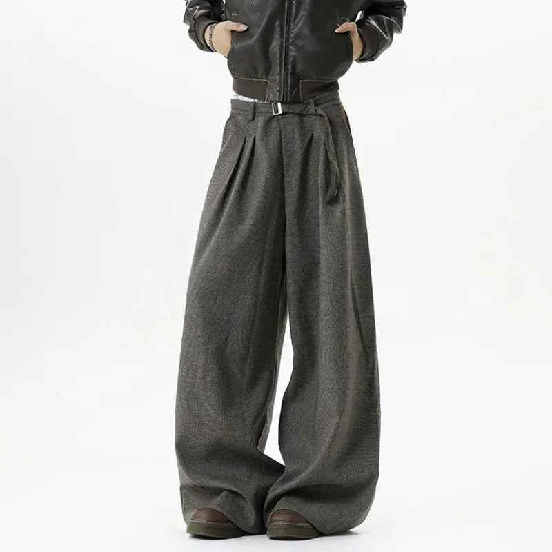 Korean Pleated Patchwork Wide Leg Suit Pants