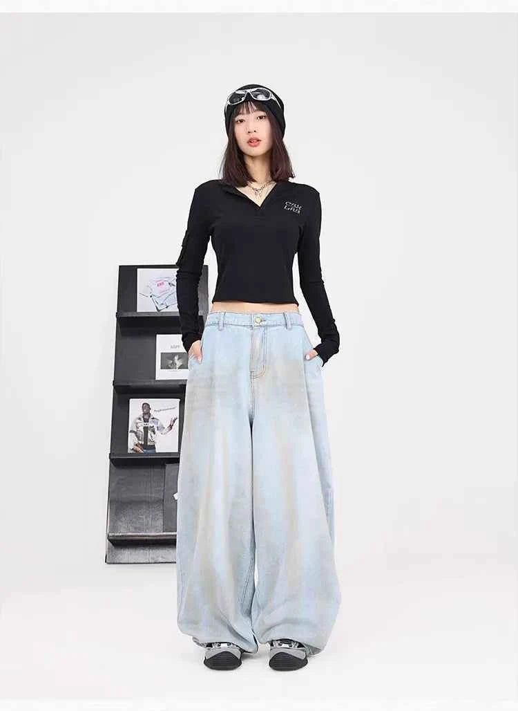 Vintage Light Blue Washed Hip Pants