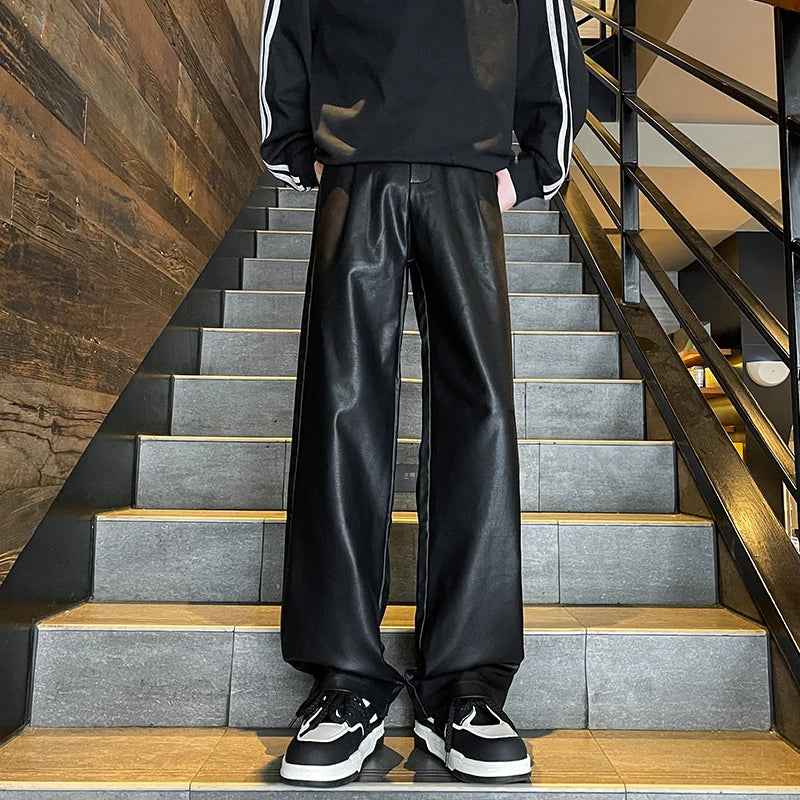Casual Wide Leg PU Motorcycle Leather Pants
