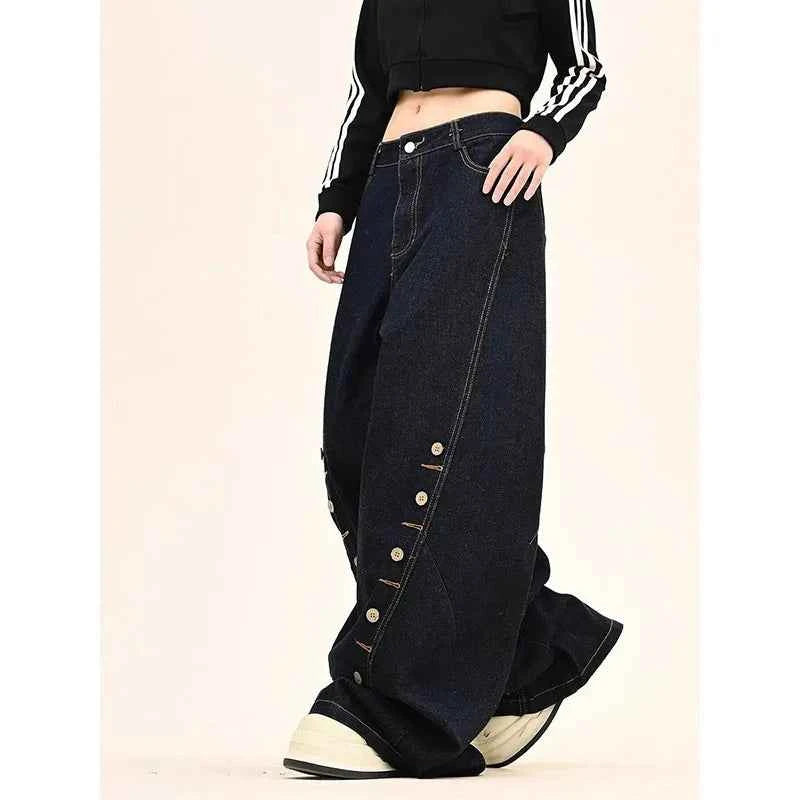 Insulated 90s Style High Waist Wide Leg Jeans