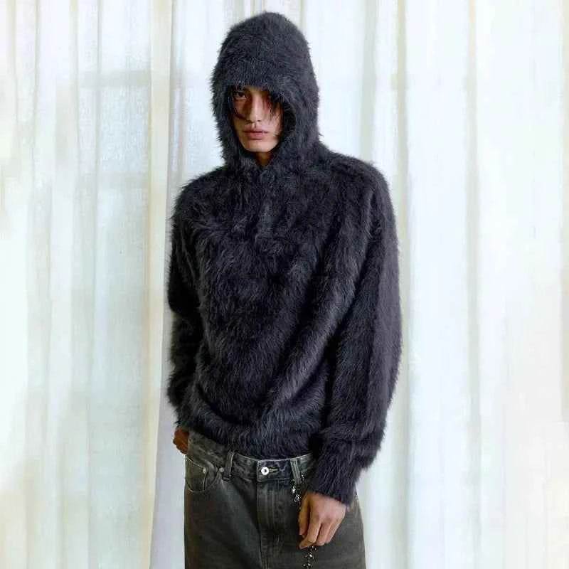 Retro Cozy Knitted Half Zipper Hoodie