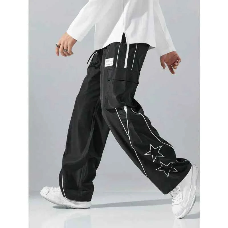 Trendy Casual Star Print Multi Pocket Jogger