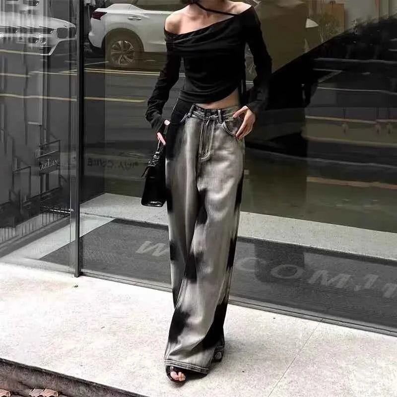 Vintage Washed Tie-Dye High Waist Streetwear Jeans