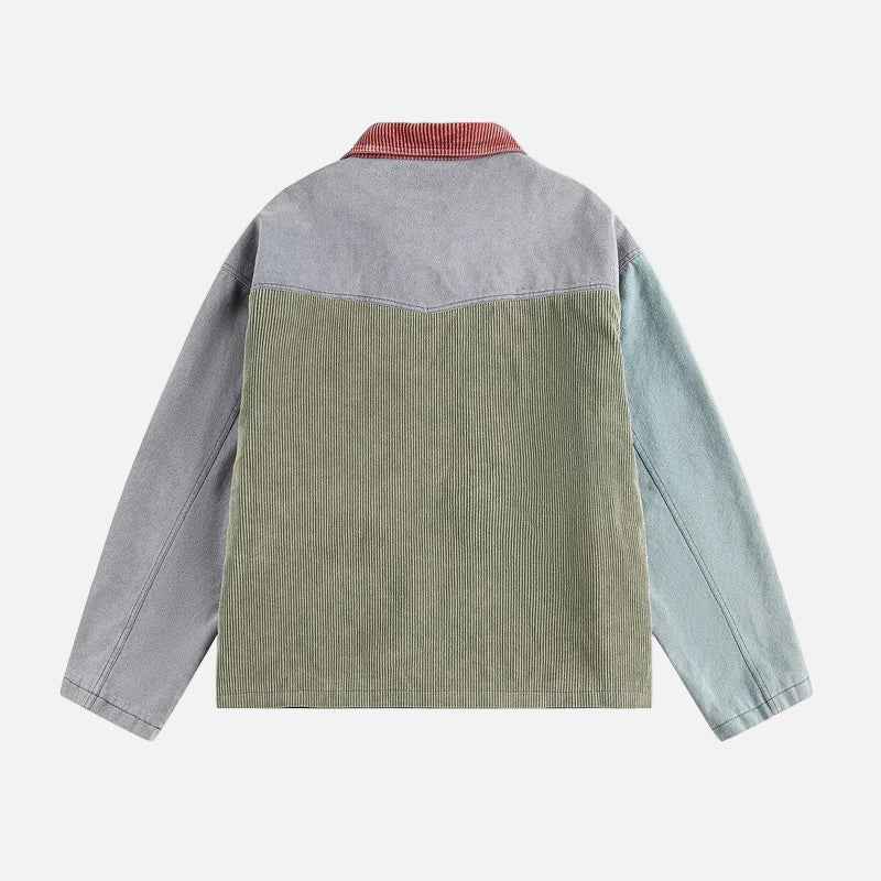 Y2K Washed Canvas Splice Corduroy Jacket