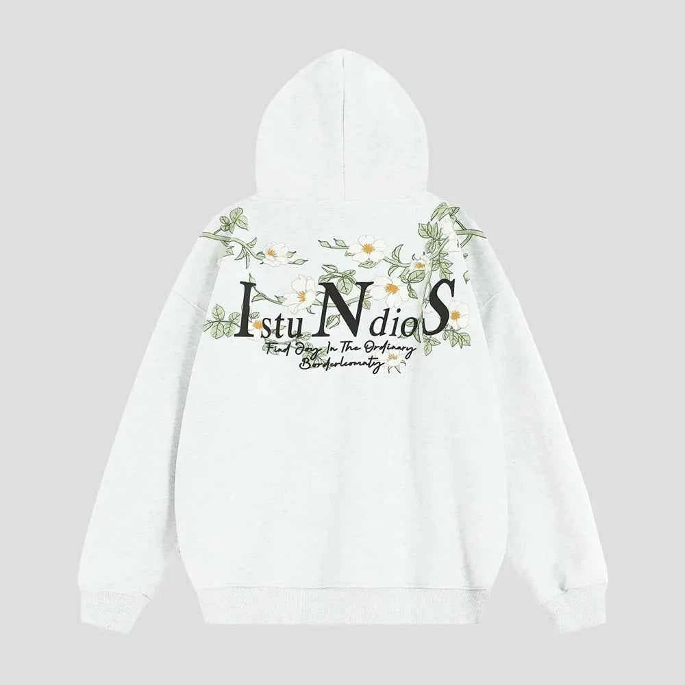 Embossed Flower Vine Velvet Hoodie