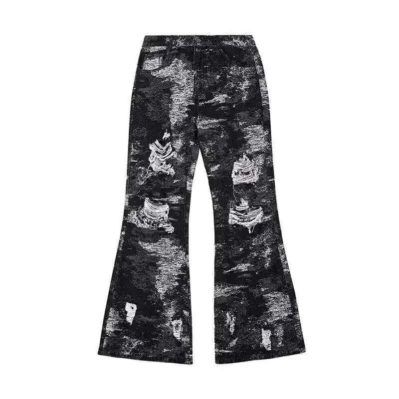 Wornout Broken Hole Design Bell Jeans