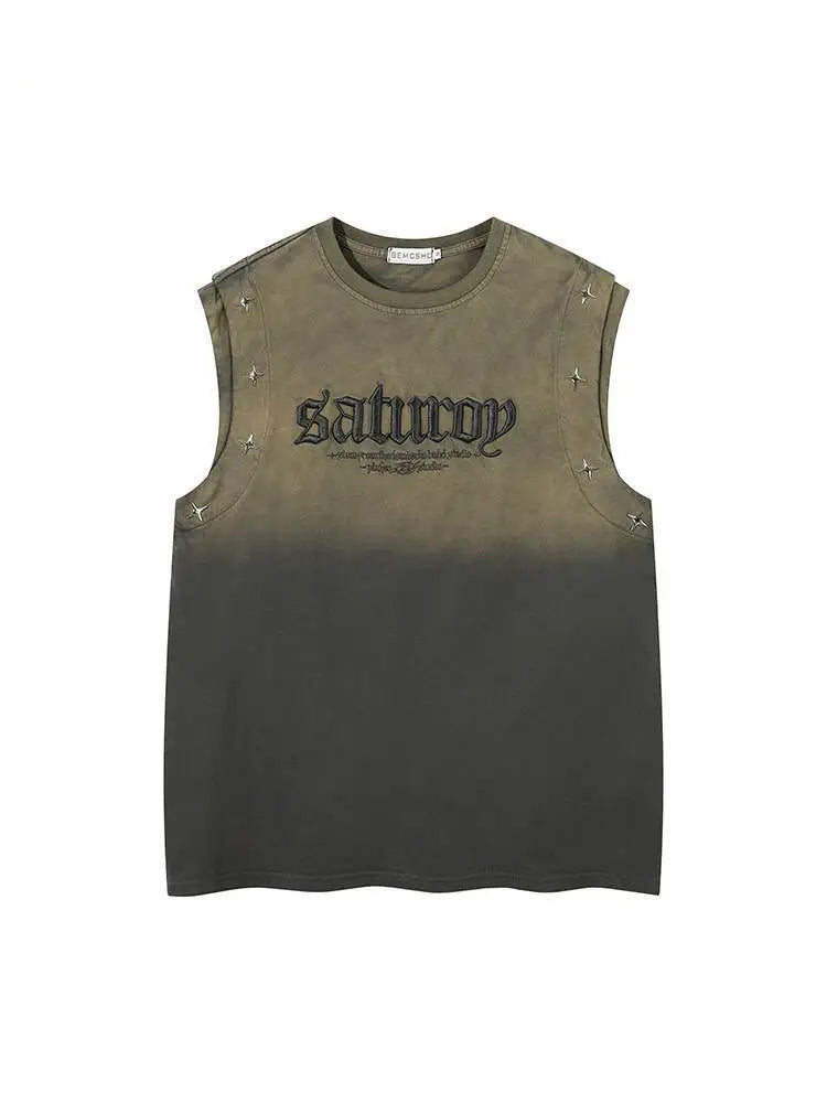 Vintage Gradient Studded Vest for Unisex