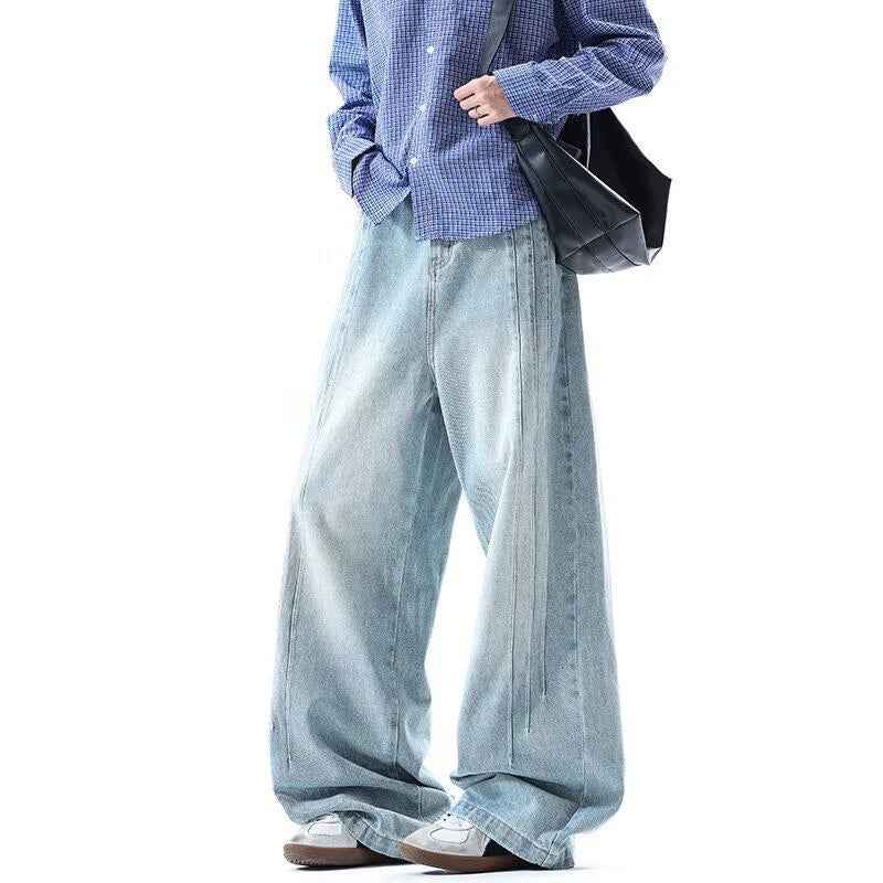 Minimal Look Gradient Washed Wide Leg Jeans