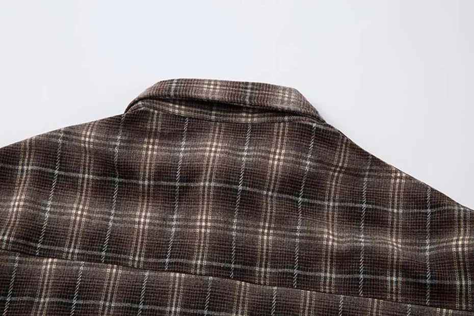 Plaid Loose Long Sleeve Fake Two Piece Button-Up Shirt