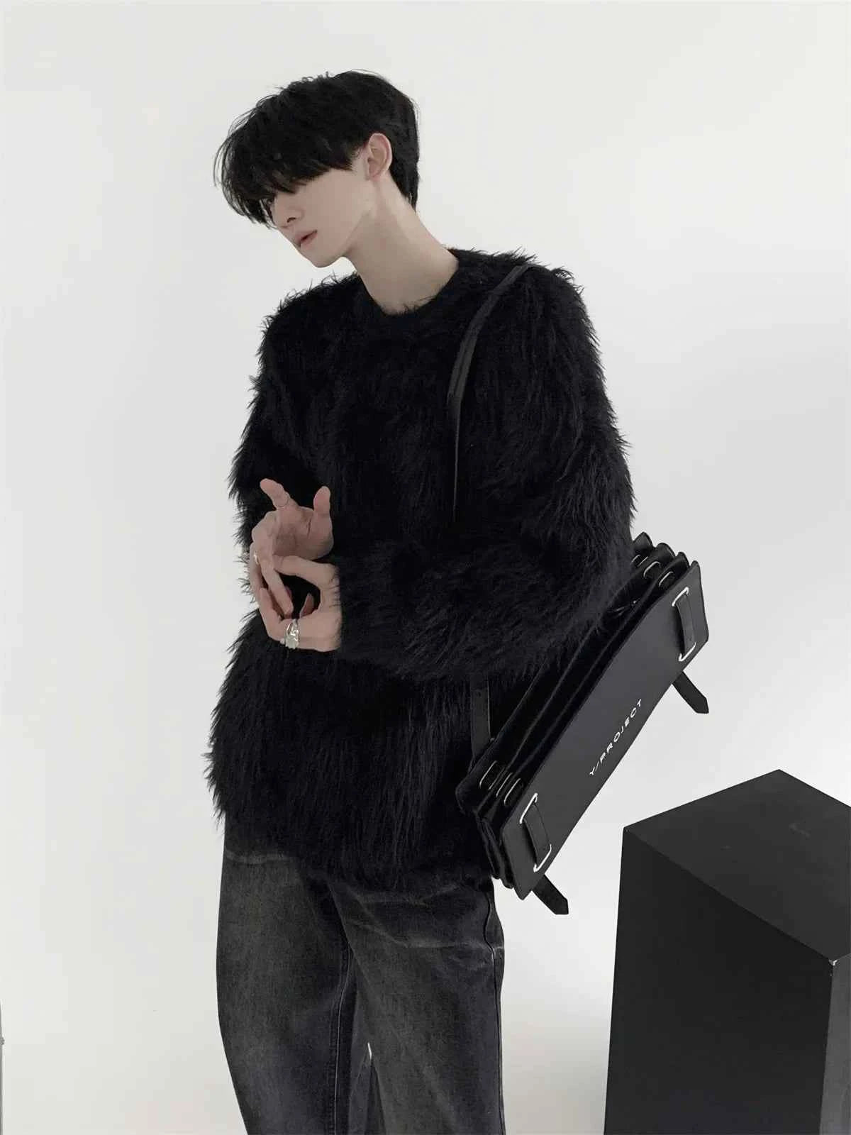 Streetwear Comfort Luxury Chic Mink Wool Knitted Sweater