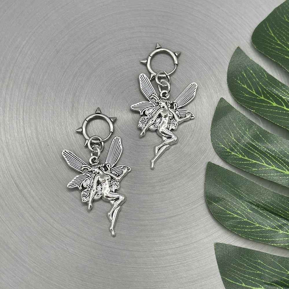 Vintage Fairy Angel Drop Hoop Earring