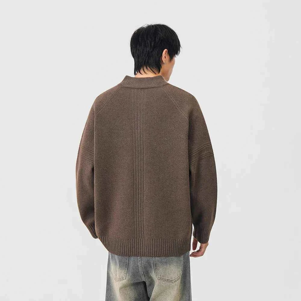 Cozy Ribbed Knit Mock Neck Half Zipper Sweater
