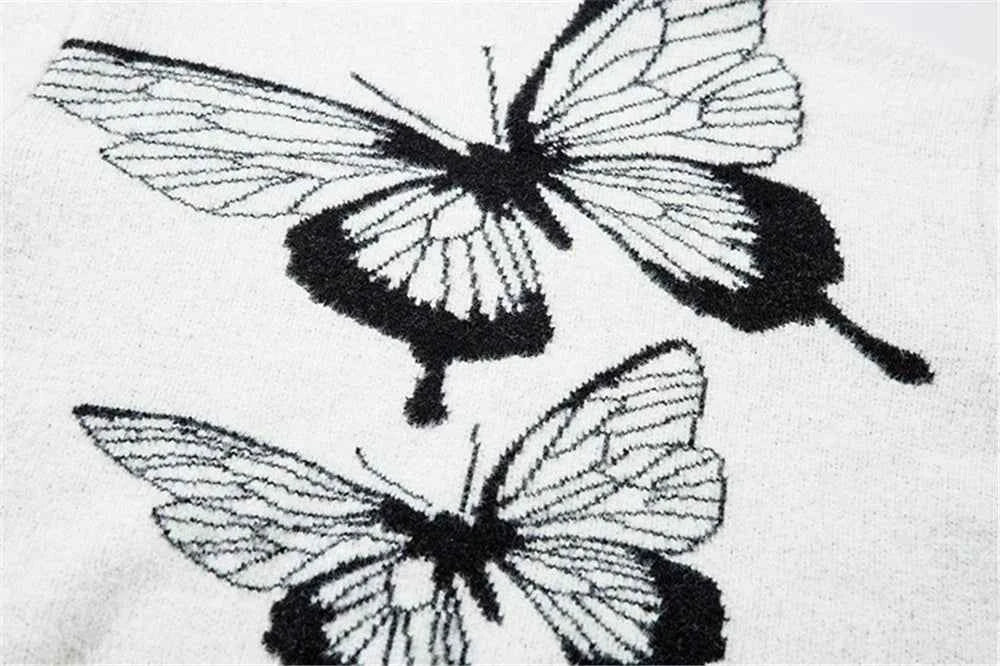 Plush Butterfly Graphic Cool Knitwear Cardigan