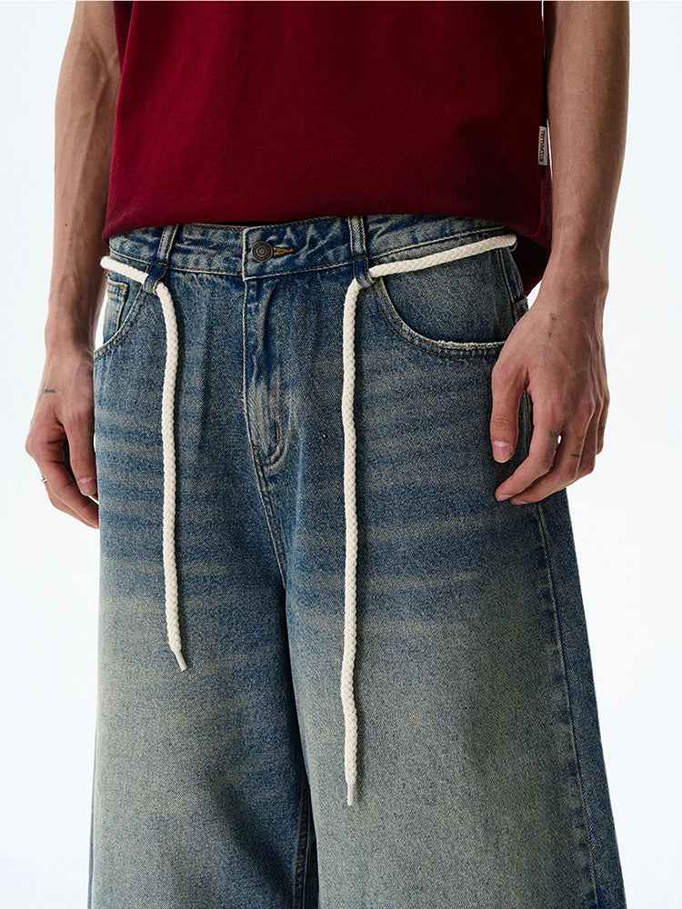 Vintage Loose Wide Leg Cropped Denim Jorts