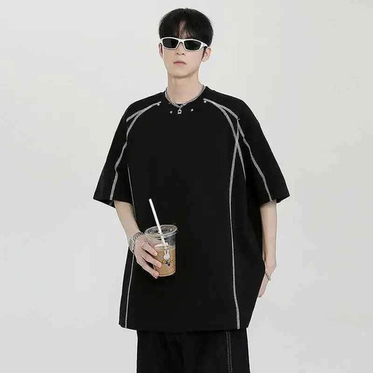 Stylish Loose Stripe Printed Short Sleeve T-Shirt