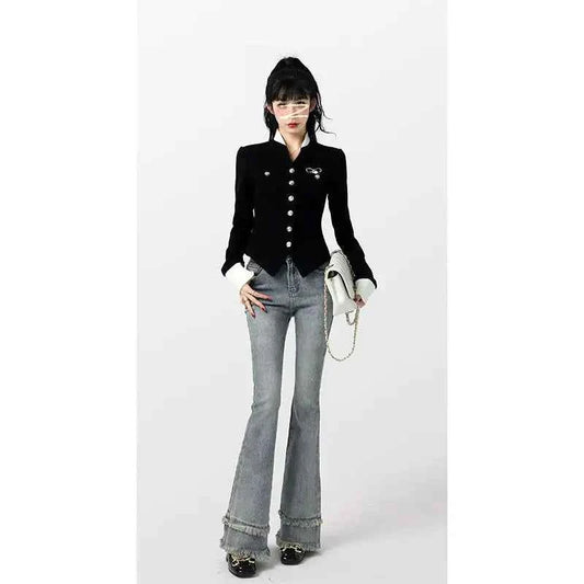 Women Slim Fit Color Blocked Cardigan