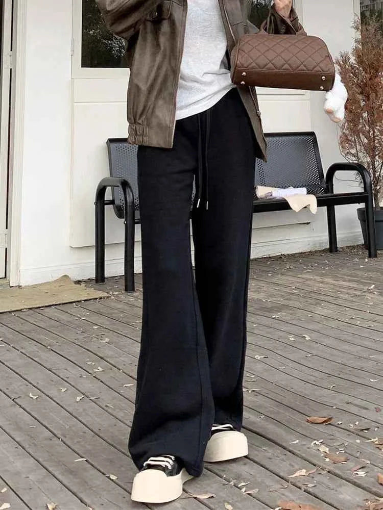 Streetwear Vintage High Waist Casual Lace-Up Sweatpants