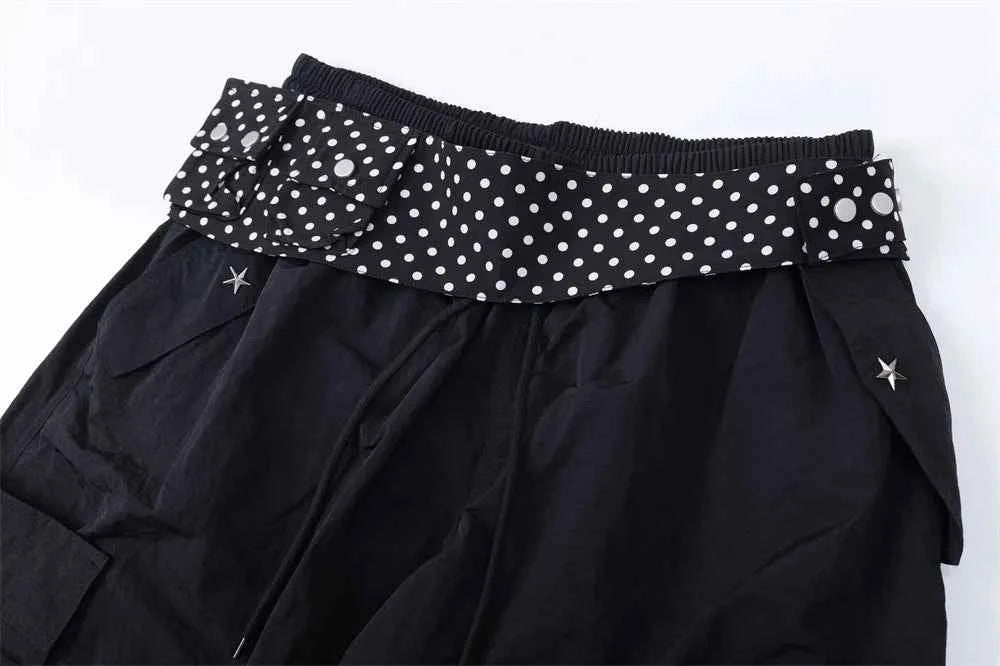 Y2K Hip Hop Spliced Pleated Sports Cargo Pant