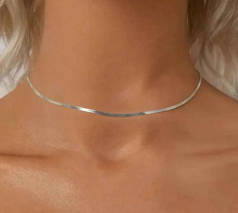Dainty White Gold Plated Snake Chain Necklace