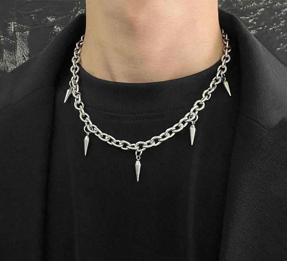 Rivet Titanium Steel Cone Pendant T-Shirt