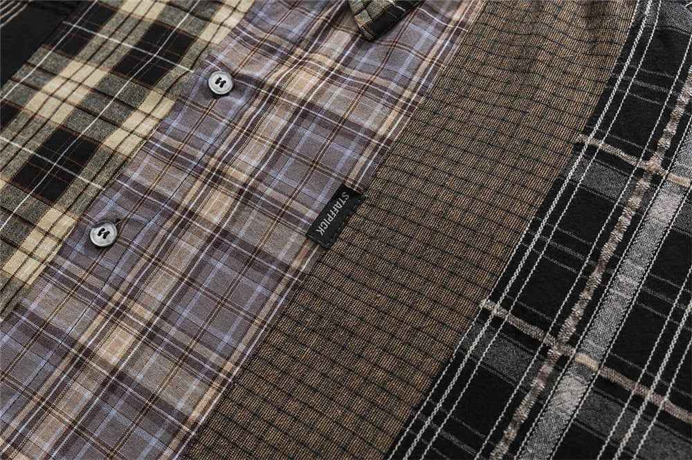 Y2K Insulated Plaid Hip Hop Button-Up Casual Shirt