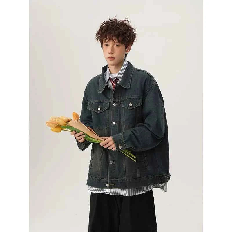Trendy Blue Free Draping Casual Denim Jacket