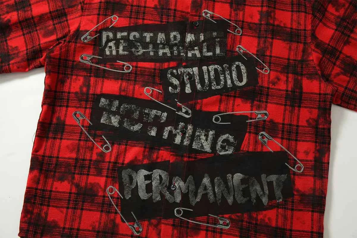 Durable Gothing Plaid Short Sleeve Red Casual Shirt
